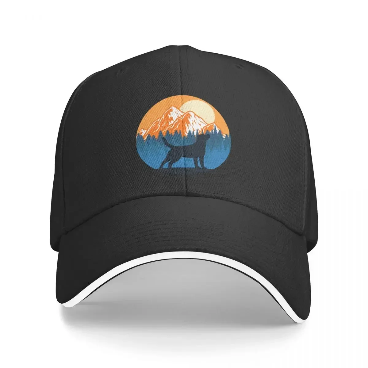 

Labrador Dog Silhouette Sunset Mountain Forest labrador lover Baseball Cap Luxury Hat western Hat For Women Men's