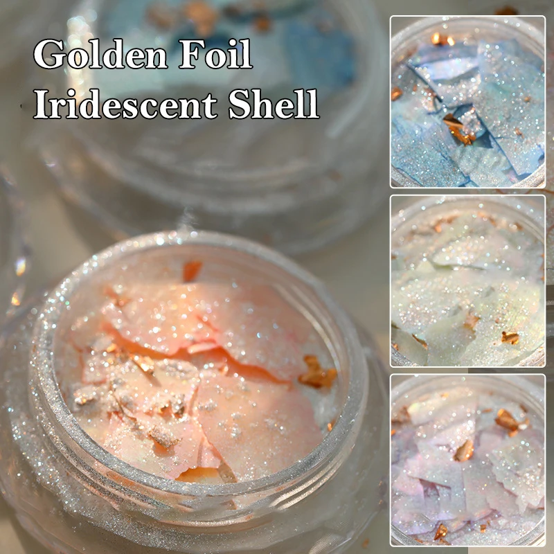 

1Pc Mixed Style Sparkling Colorful Shell Slices Opal Powder Dreamy Cloud Brocade Sparkling Powder Flower Thin Nail Glitter