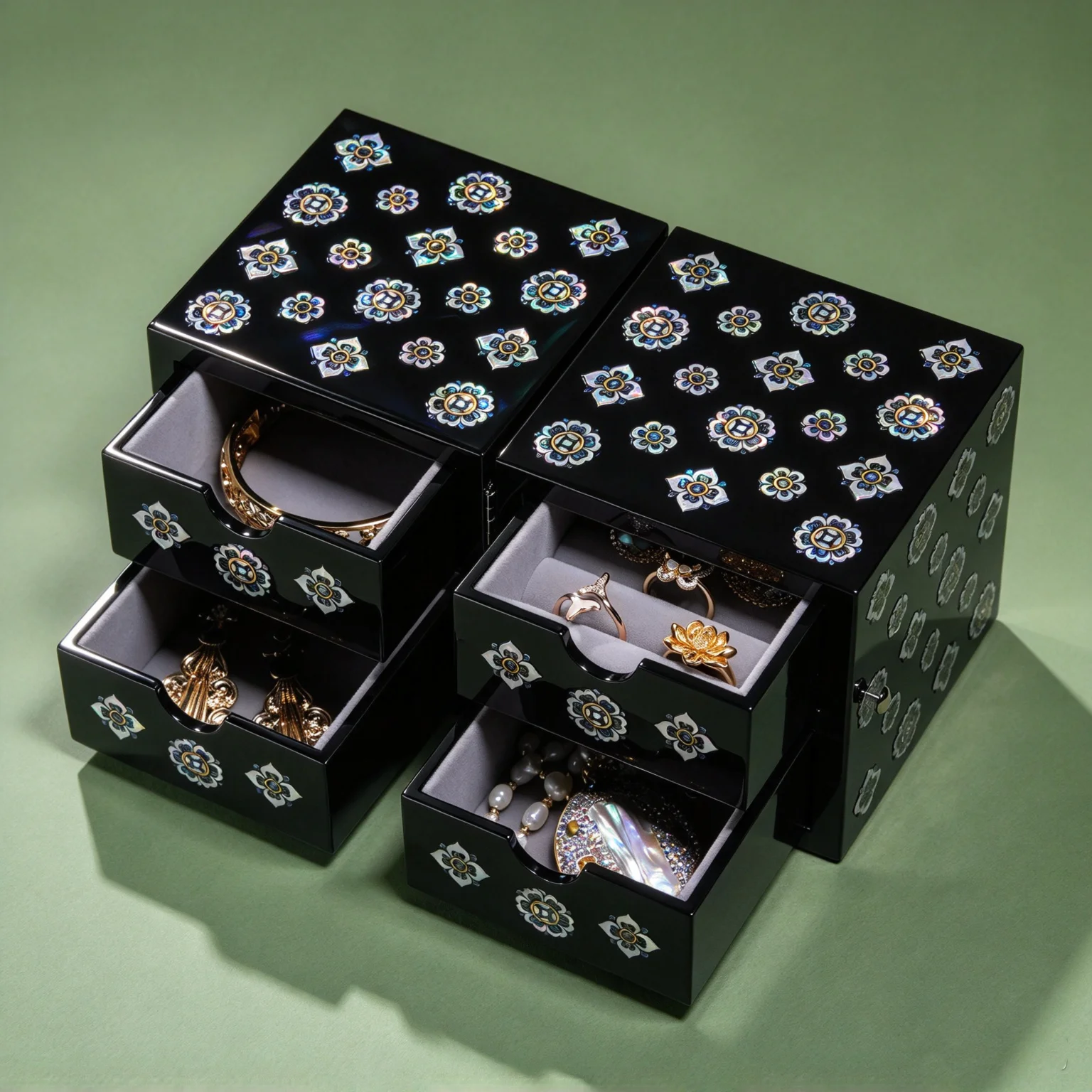 Mother of Pearl Sea Shell Inlaid Wooden Cube Jewelry Organizer Box Perfect for, Bracelets Trinkets Watches Earrings Ideal Gift