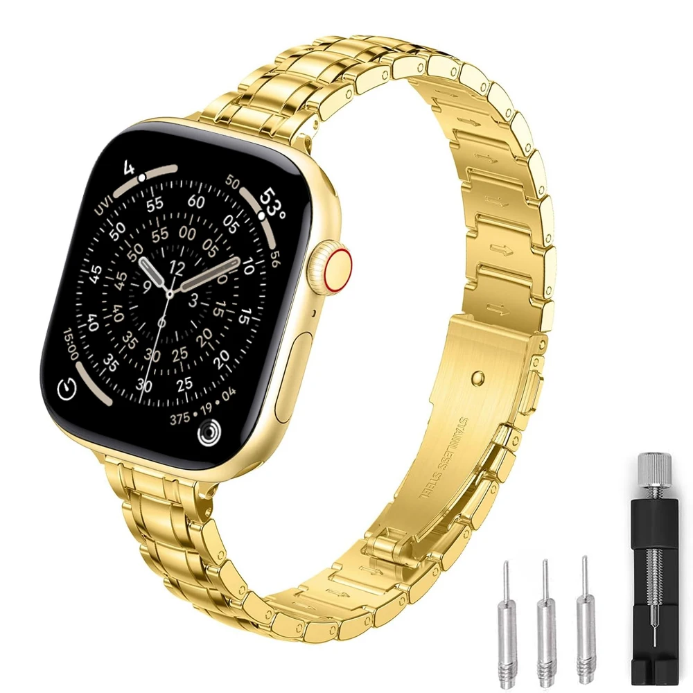 Schlankes Armband für Apple Watch Band 42mm 44mm 45mm 46mm 40 41 49mm Armband Gliederarmband Correa iWatch Series SE 11 10 9 8 7 6 5