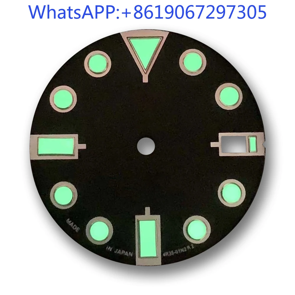 Classic Black Matte Colorful Markers Watch Dial Suitable for NH35/36 Automatic Movement Green lume nh35 case Mod Parts