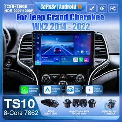For Jeep Grand Cherokee WK2 2014 - 2022 Car Radio Navigation GPS Multimedia Player Android Auto Stereo Bluetooth 5G Wifi No 2din