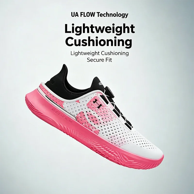 

2026 Sport Under Armour 3026409-600 Casual Shoes UA FLOW Midsole Breathable Mesh Upper Non Slip Outsole Comfortable Pink Trainer