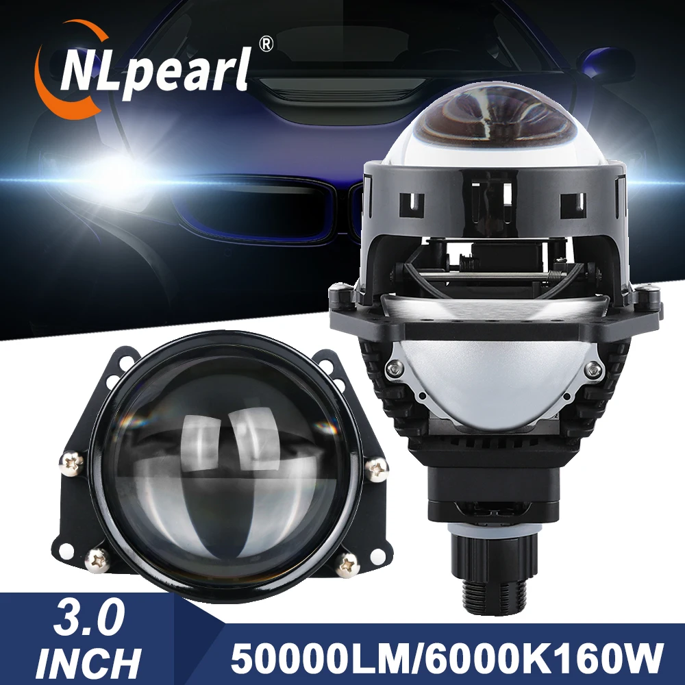 

NLpearl 2PCS 160W Bi Led Projector Lenses 3 Inch Headlight For Laser Headlight LED Car Lamp For H4 H7 LED Auto Retrofit Lamp