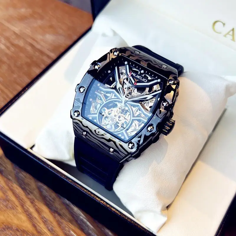 ساعة مجوفة للرجال ميكانيكية أوتوماتيكية توربيون ساعة مضيئة مقاومة للماء