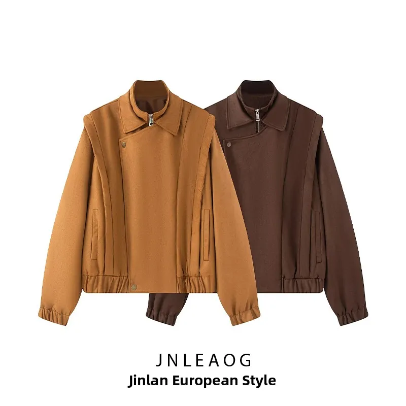 الرجعية Sle لون نقي التلبيب الغزلان الجلد المخملية Jaet الخريف جديد وصول المرأة Faionable Ele ort ملابس خارجية
