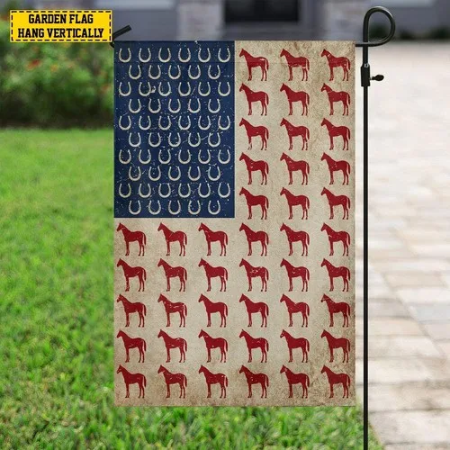 Happy 4th July Horse Double-sided Flag Independence Day Horse Garden Flag UUI GGX