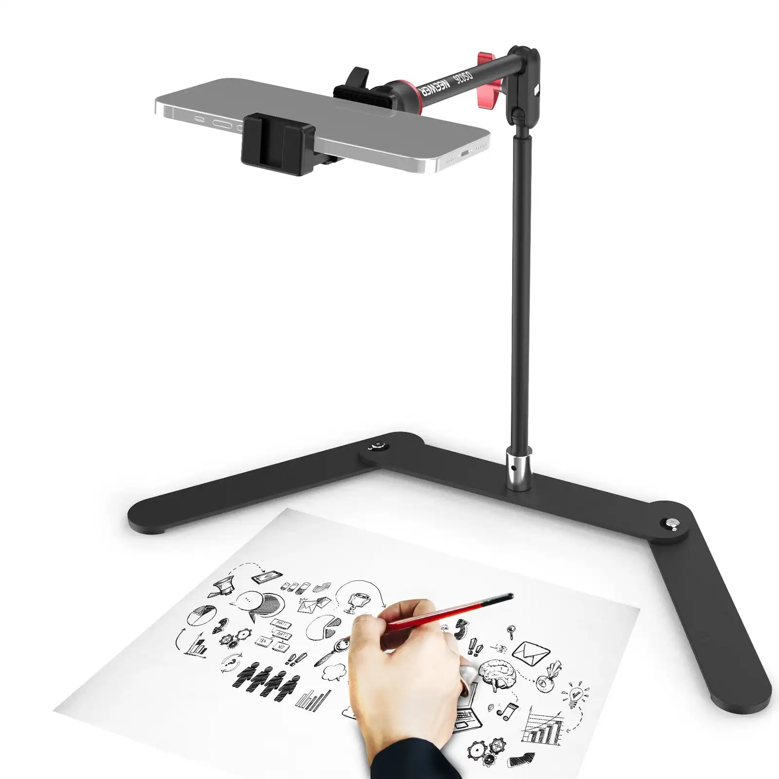 NEEWER DS026 Overhead Phone Tripod Tabletop Shooting Stand with Phone Holder Articulating Arm for Smartphones Photography