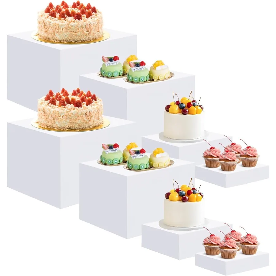 

8Pcs Acrylic Buffet Risers,High-end Classic Food Display Riser for Party,Catering,Jewelry Collectibles.White Heavy duty Dessert