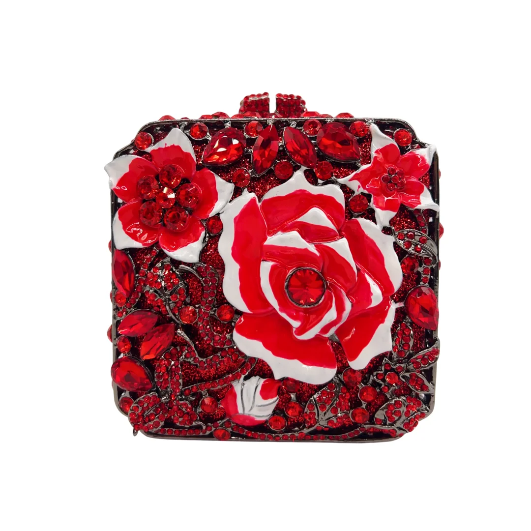 Classic Red Box Clutch, Structured Square Evening Bag for Women Wedding Party, Satin or Velvet, Wholesale