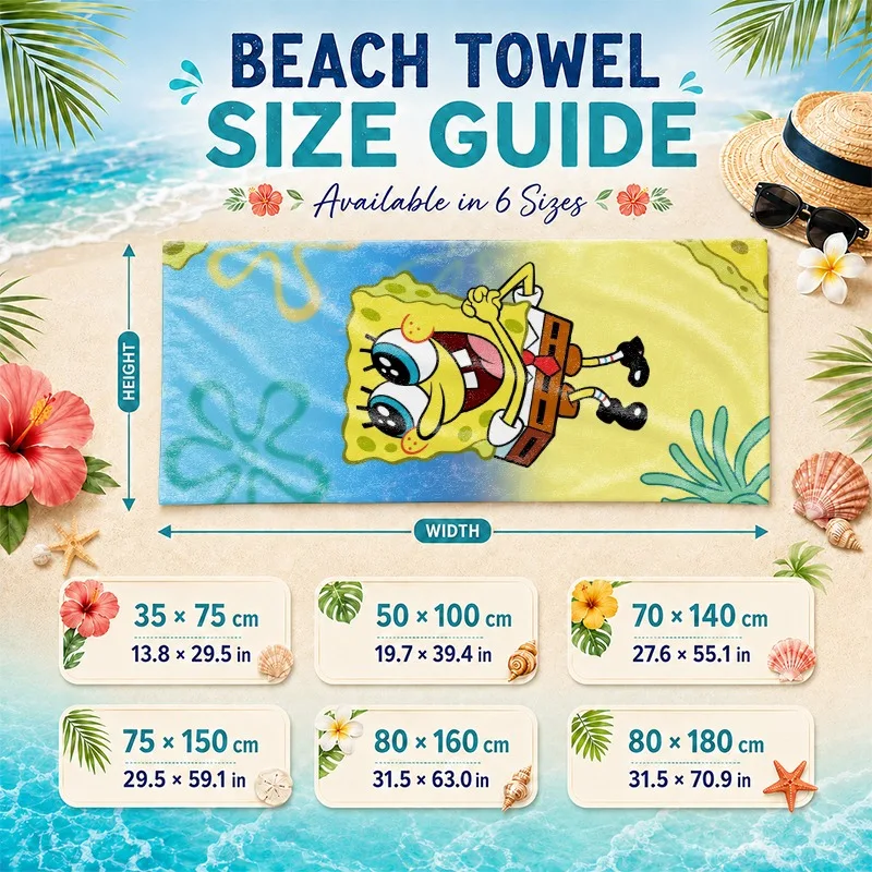 SpongeBob Beach Towel SpongeBob SquarePants beach towel featuring vibrant underwater design with sea anemones and ocean view 2