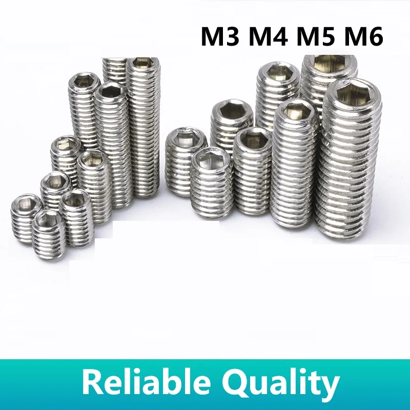 Machine meter top screw flat end tightening 304 stainless steel hexagonal headless machine meter screw