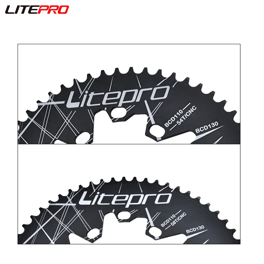 Litepro 54 56 58 60T Oval Chainring Folding Bicycle 110 130BCD Crankset Aluminum Alloy Road Bike Sprocket