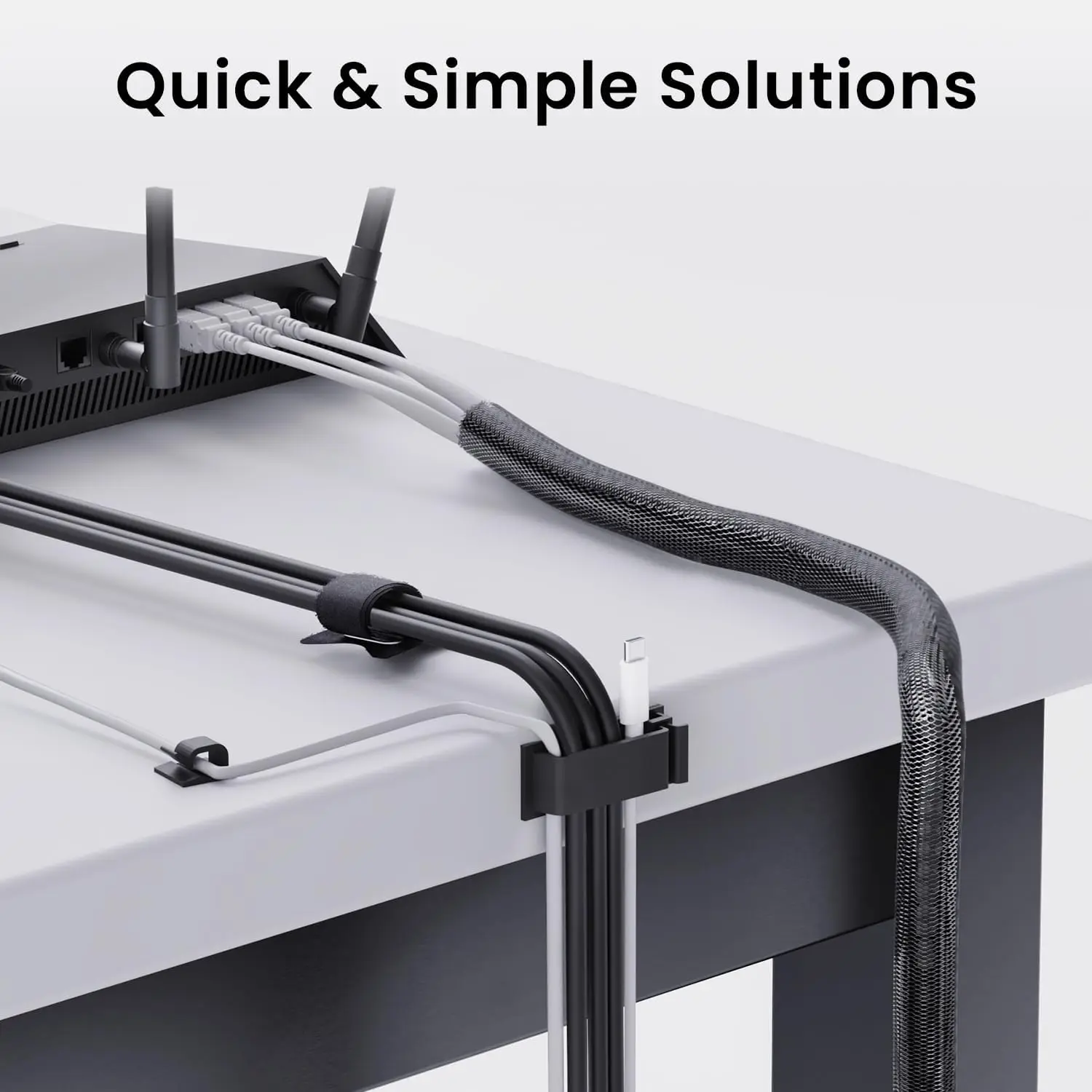 32Pcs Desk Under Cable Management Kit Cord Organizer Cable Raceway Cable Sleeve Adhesive Cable Clips Cord Clips Cable Organizer