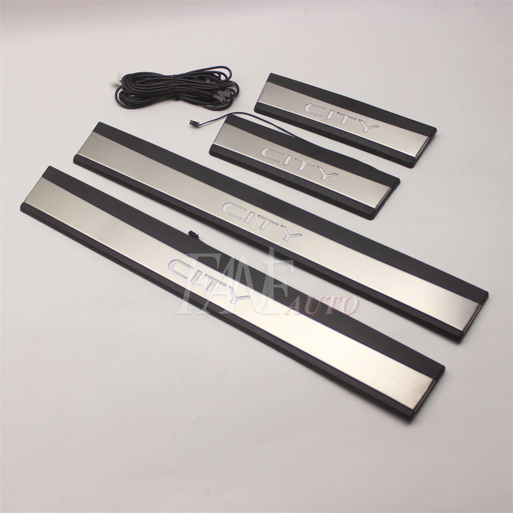 

Car Styling Stainless Steel Led Door Sill Scuff Plate Guard Protector Trim For Honda City 2021 2022 2023