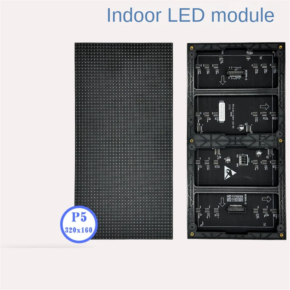 แผงหน้าจอ LED ในอาคาร P5 3ชิ้นโมดูลจอแสดงผล LED 64X32พิกเซล320X160mm แผงหน้าจอ LED แบบ16 Scan RGB แบบเต็มจอ