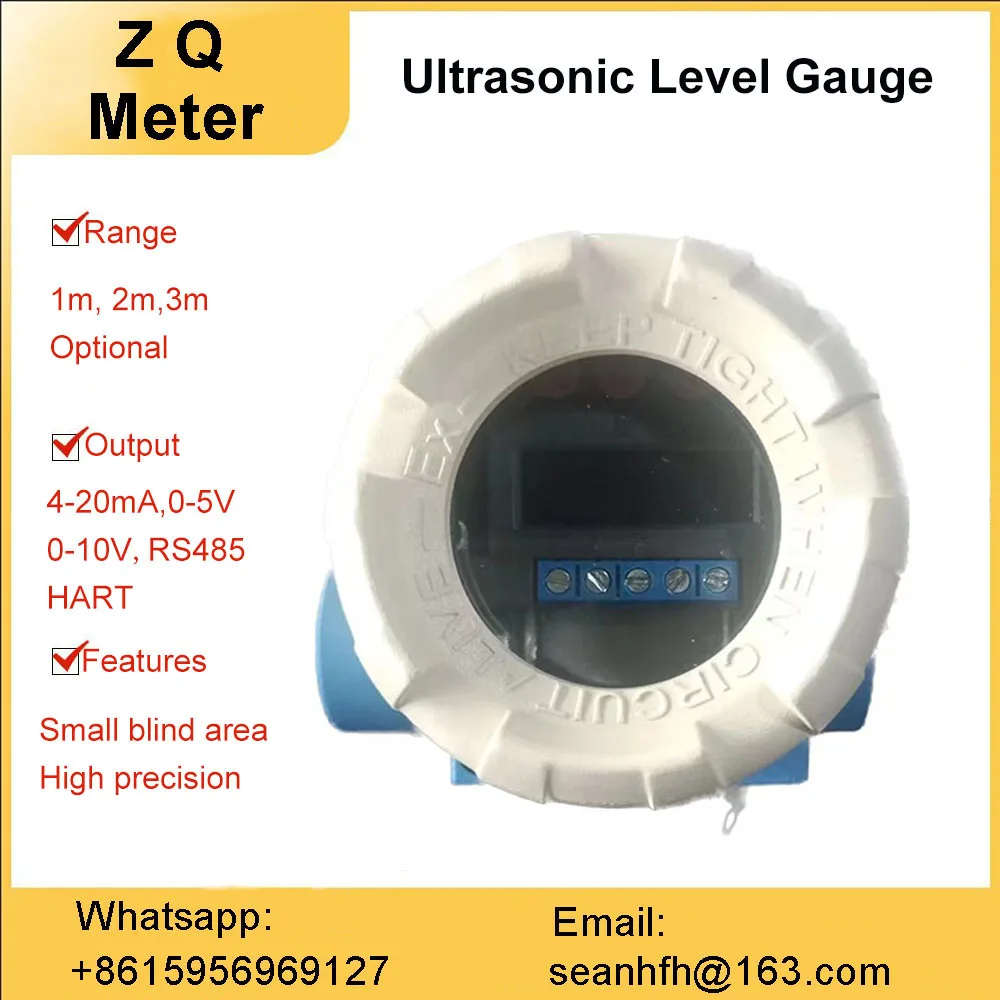 Ultrasonic level gauge sensor integrated transmitter tank water level anti-corrosion split radar liquid level RS485 4-20mA 0-5V