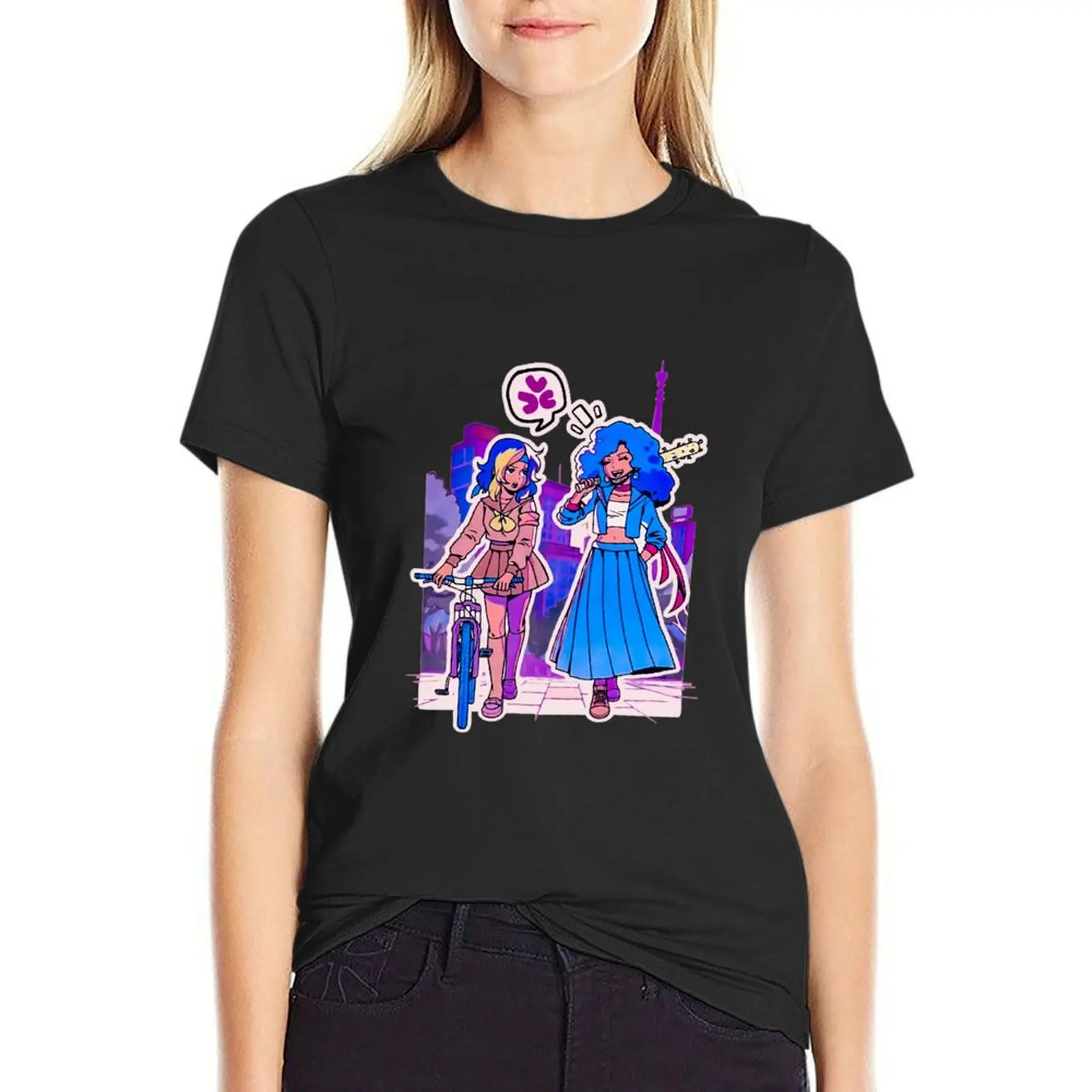 Lustiges Spiel Gyaru süße Mädchen Anime Japanes nach der Schule zusammen T-Shirt Rohlinge schnell trocknendes weißes T-Shirt Kleid für Frauen sexy