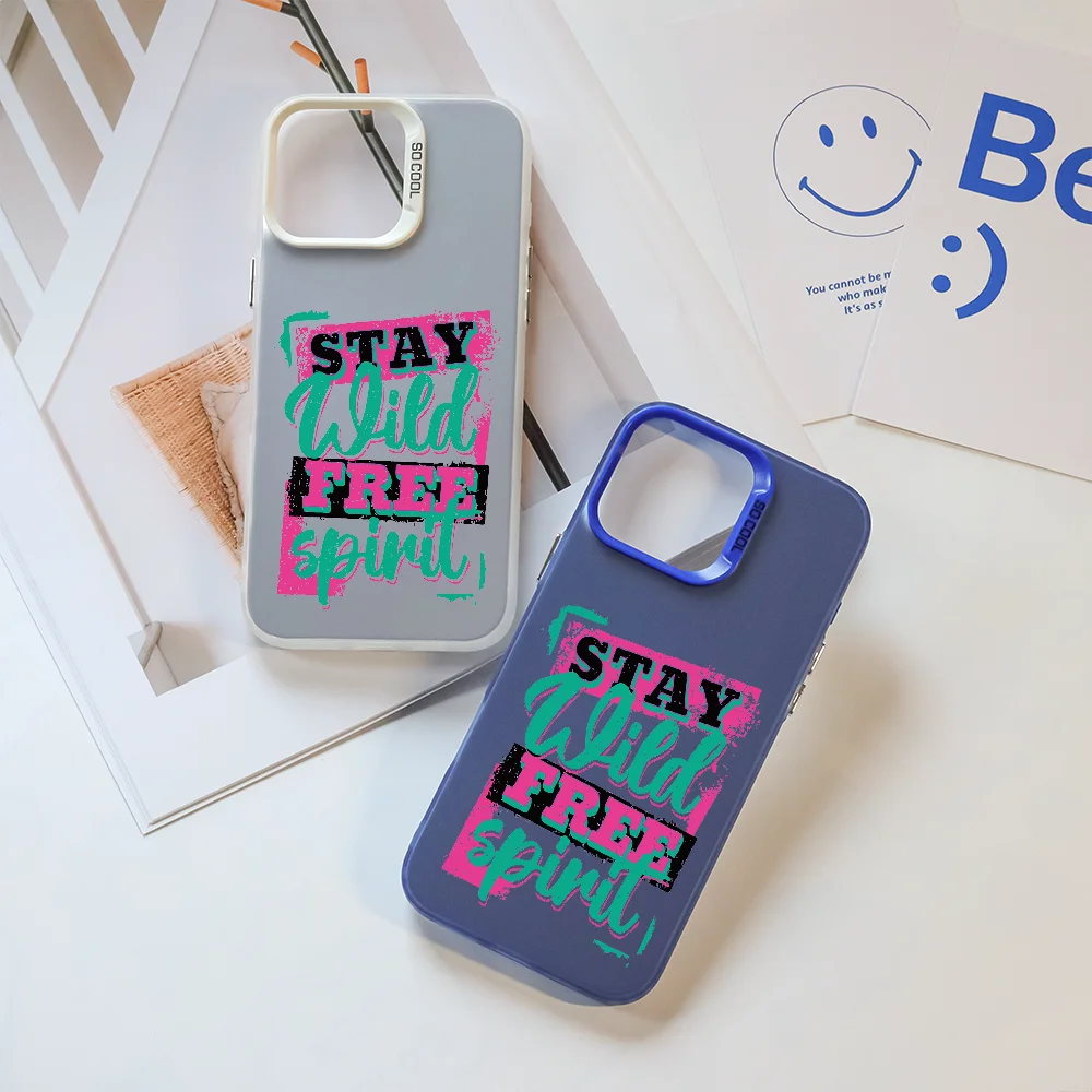 

Stay Wild Free Spirit Phone Case For iPhone 16 Pro Max 15 14 13 12 11 Plus Aurora Laser Shockproof Funda Anti Fall Matte Back