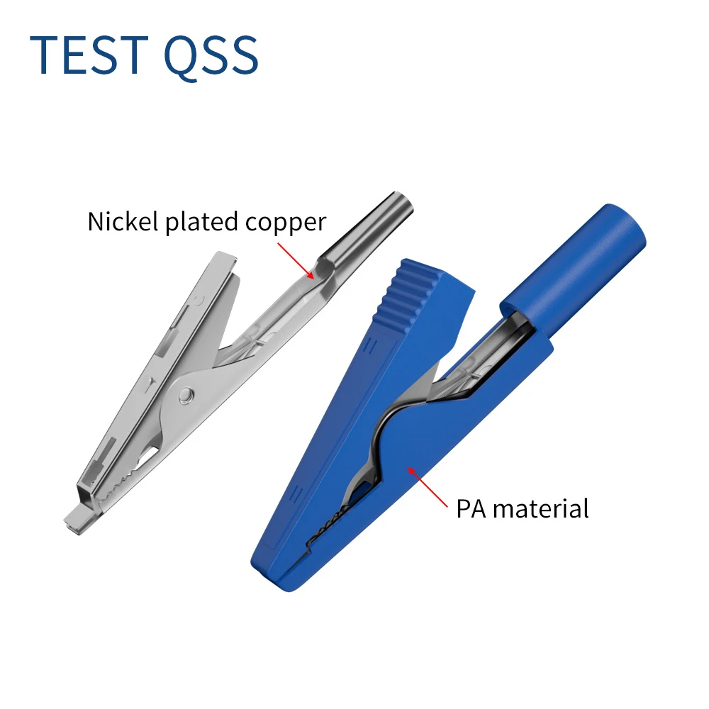 QSS 5PCS Alligator Clips with 2MM Socket Insulation Metal Crocodile Clamp Test Accessories for Multimeter Q.60028