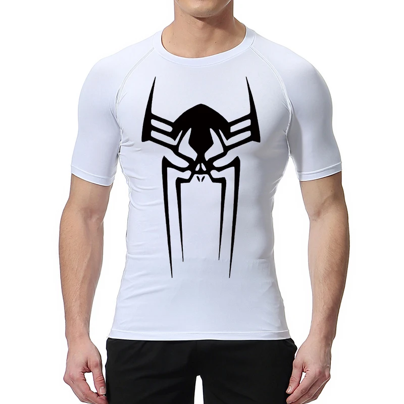 Spider Print Gym Workout Rash Guard dla mężczyzn Sportowe, szybkoschnące, rozciągliwe koszulki kompresyjne Podkoszulki Baselayers Tshirts Tops