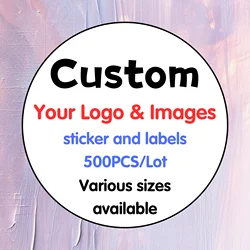 500pcs Custom Round Stickers Waterproof Personalized Stickers Custom Logo Labels for Wedding Company Logo Gift Packaging