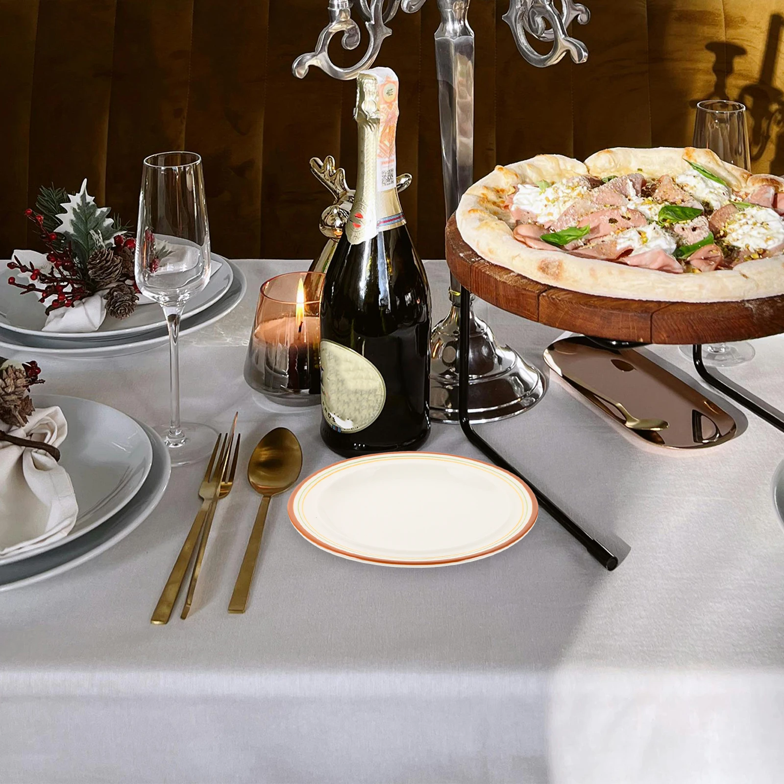 

Ceramic Dinner Plate Vintage Style Multipurpose Snack Tray Fruit Dessert Serving Dish Party Food Display Plate