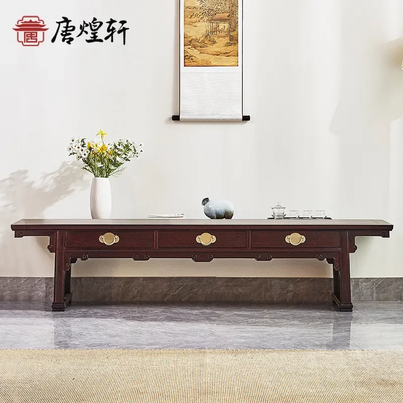 For Mahogany Furniture Sandalwood Three Drawer TV Cabinet Solid Wood Living Room Floor Storage Cabinet Chinese