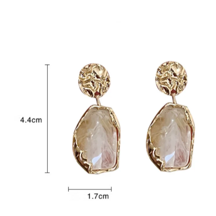 Square Stone Round Earrings Luxury Vintage Gold Color Hoop Small Zircon Accessories Women