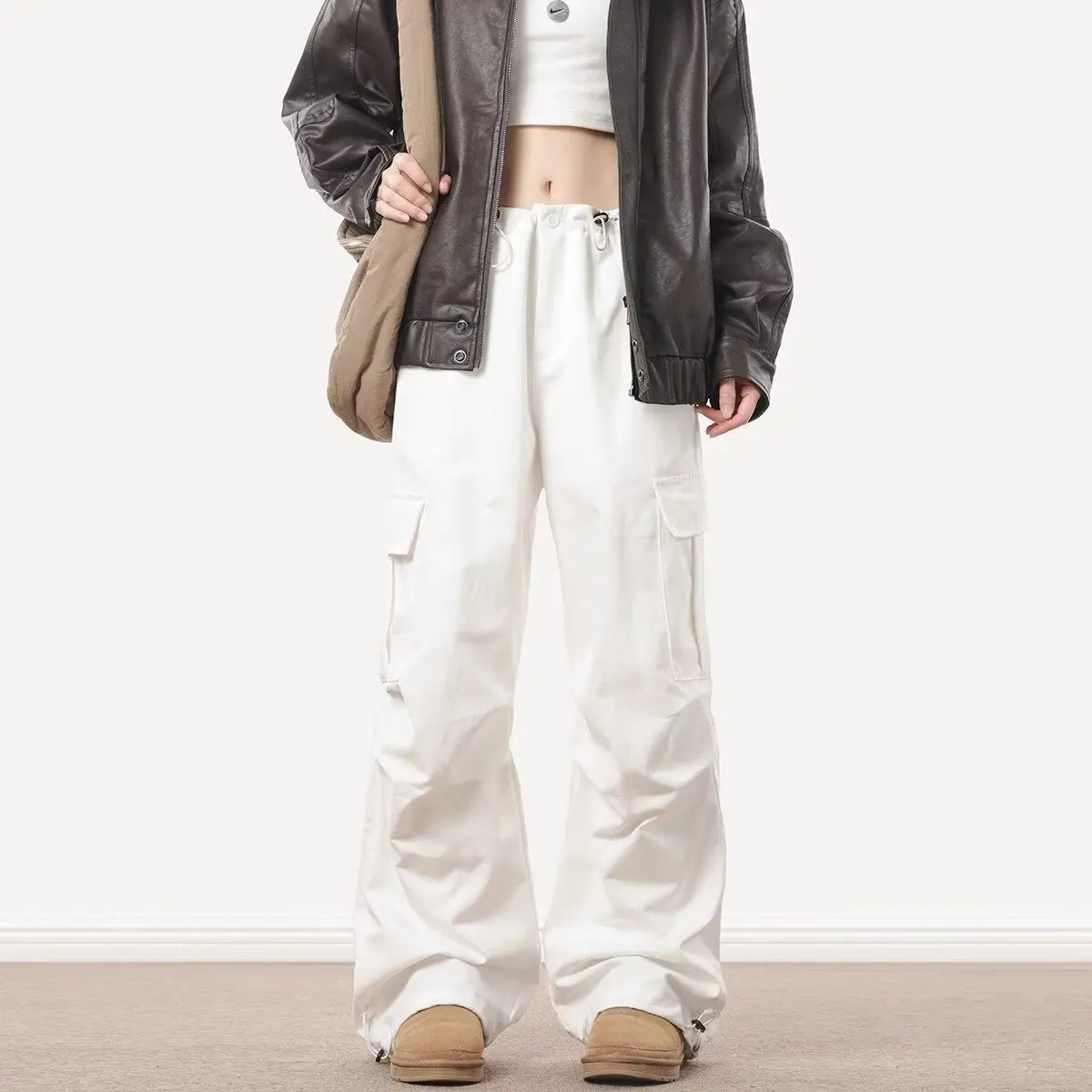 American Overalls Women Design Sense Small Loose Straight Wide Leg Long Pants Trendy Ins High Street Mens woman Cargo Pants