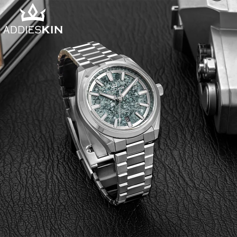 AddiesKin K006 Ice Crack Titanium Watch Green Dial Miyota 9015 Auto Sapphire Crystal 200m Diver BGW9 Luminous Men's Dress Watch view 4