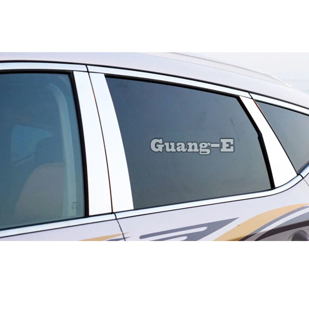 For Nissan Murano 2015 2016 2017 2018 2019 Car Styling Cover Stick Glass Window Garnish Pillar Middle Strip Trim Frame Lamp 8PCs