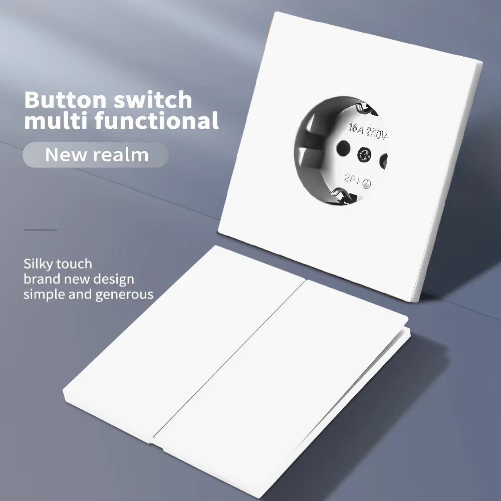 Skin Sensation Flame Retardant Wall Embedded With Ground AC Electrical Outlets Plugs Socket EU Standard Power Sockets 250V view 4