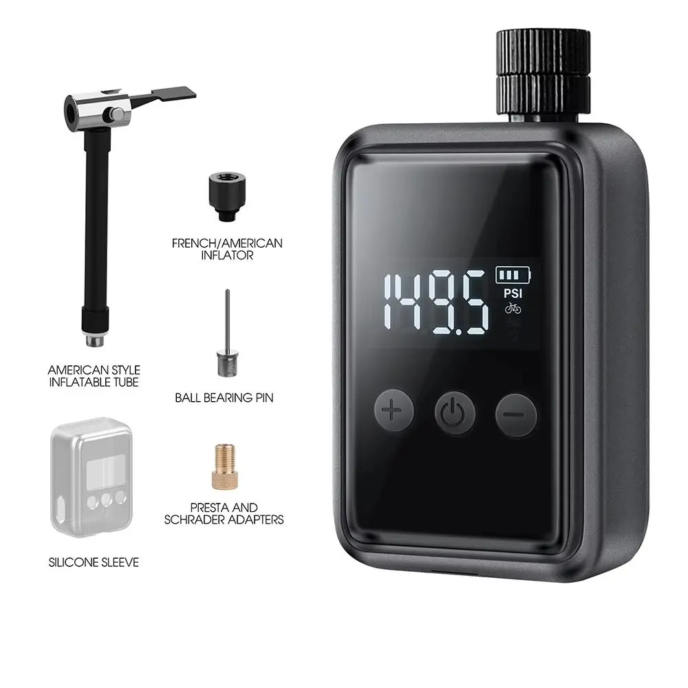 150 PSI Bike Electric Air Pump Digital Gauge Display Schrader Valve Bicycle Pump Fast Rechargeable Mini Compressor Tire Inflator