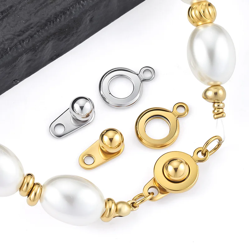 6er-Set/Charge Edelstahl-Druckknopf-Verschluss-Verbinder für DIY-Halsketten, Armbänder, Bastelbedarf und Zubehör – Detail 5