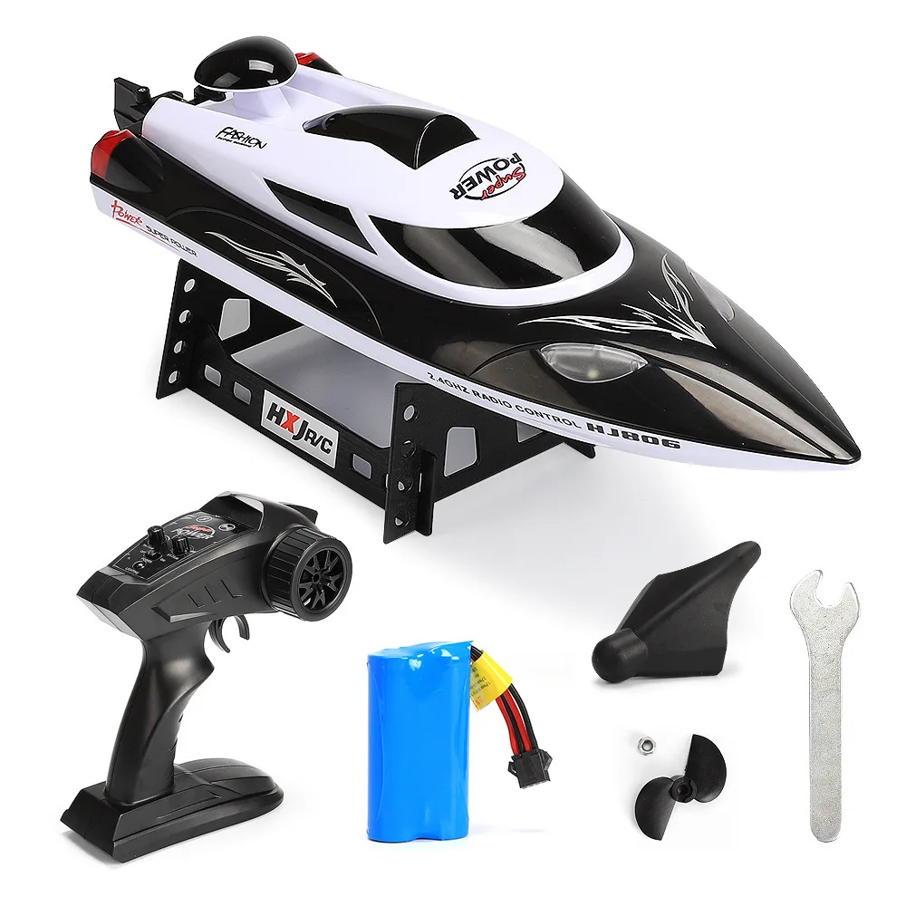 HJ806 RC Boat 47cm 2.4G High Speed Racing Ship Remote Control Speedboat 35Km/h LED Light Competition Rechargeable RC Yacht Toy