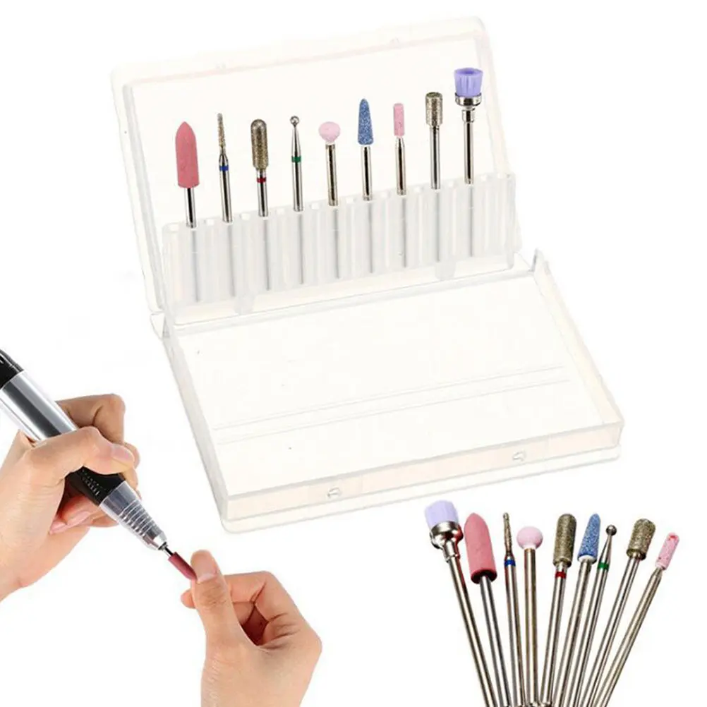 

9Pcs Nail Drill Bits Set Round Cones Grinding Heads Nail Polish Removal Manicure Polishing Accessories Polishing