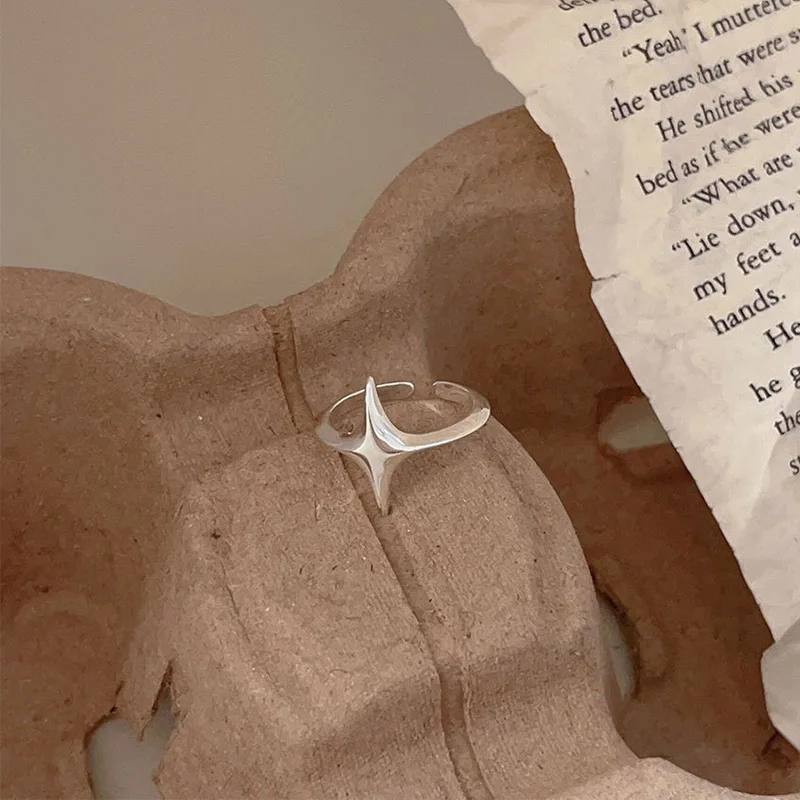 Anelli geometrici a stella liscia Color argento Mewanry per le coppie delle donne regali di gioielli per feste di anniversario semplici ed eleganti coreani alla moda