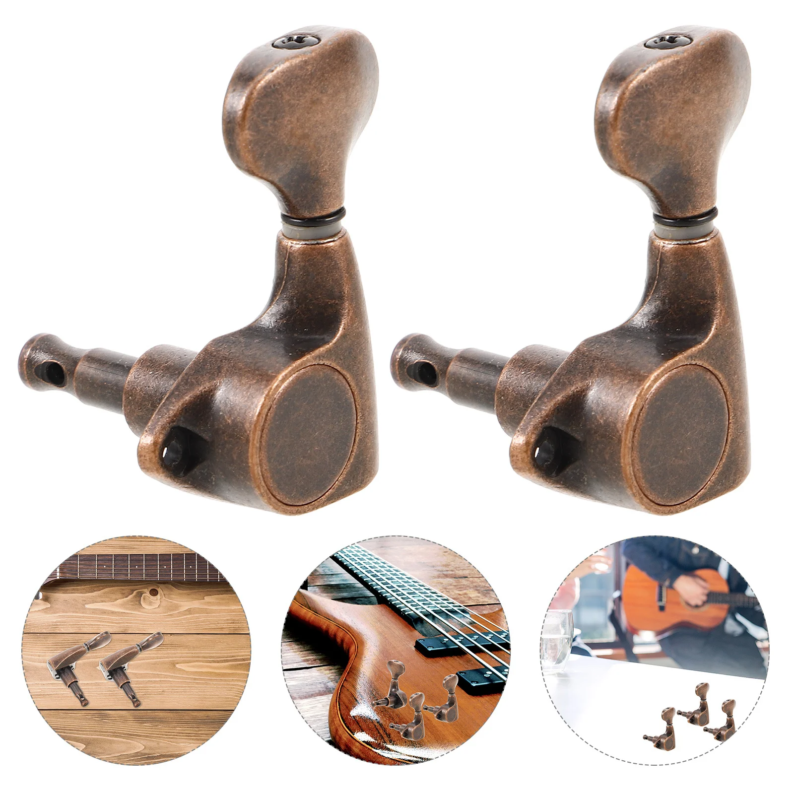 

6 шт. винтажных гитарных колков из медного сплава, универсальные, точные, для акустических и бас-гитар, с фиксацией струн
