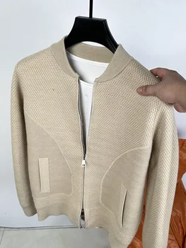 גבוה סוף סרוג ז 'קט קרדיגן לסתיו של גברים וסוודר בסגנון חדש גברים לעמוד צווארון רופף צווארון