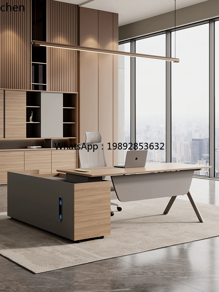 HXL supervisor desk simple modern manager office desk with side cabinet table and chair combination light luxury high sense