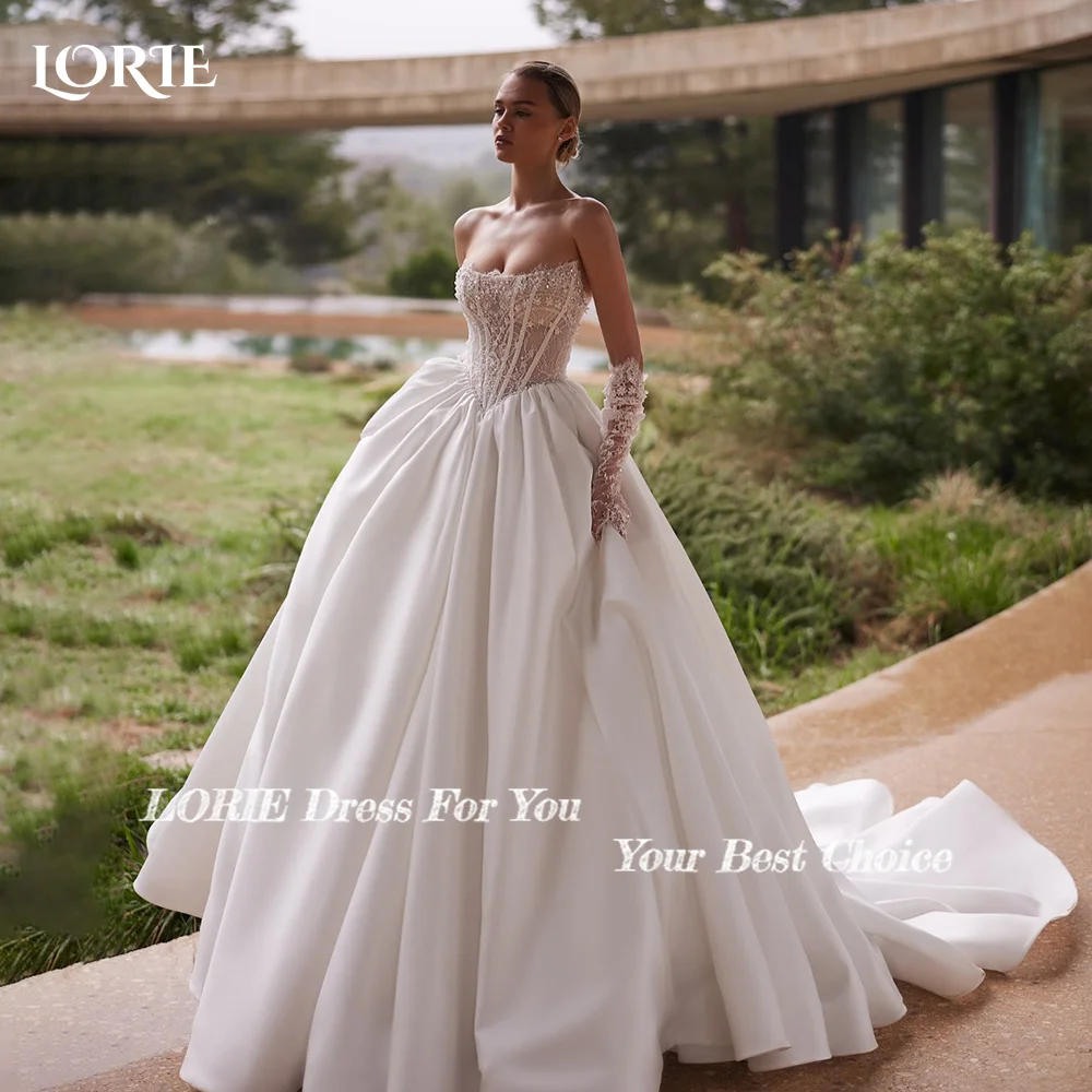 LORIE الدانتيل العربية فستان الزفاف يزين طول الأرض حورية البحر فساتين لحضور الحفلات الموسيقية الطيات الوهم العربية ثوب حفلة مخصص الزفاف