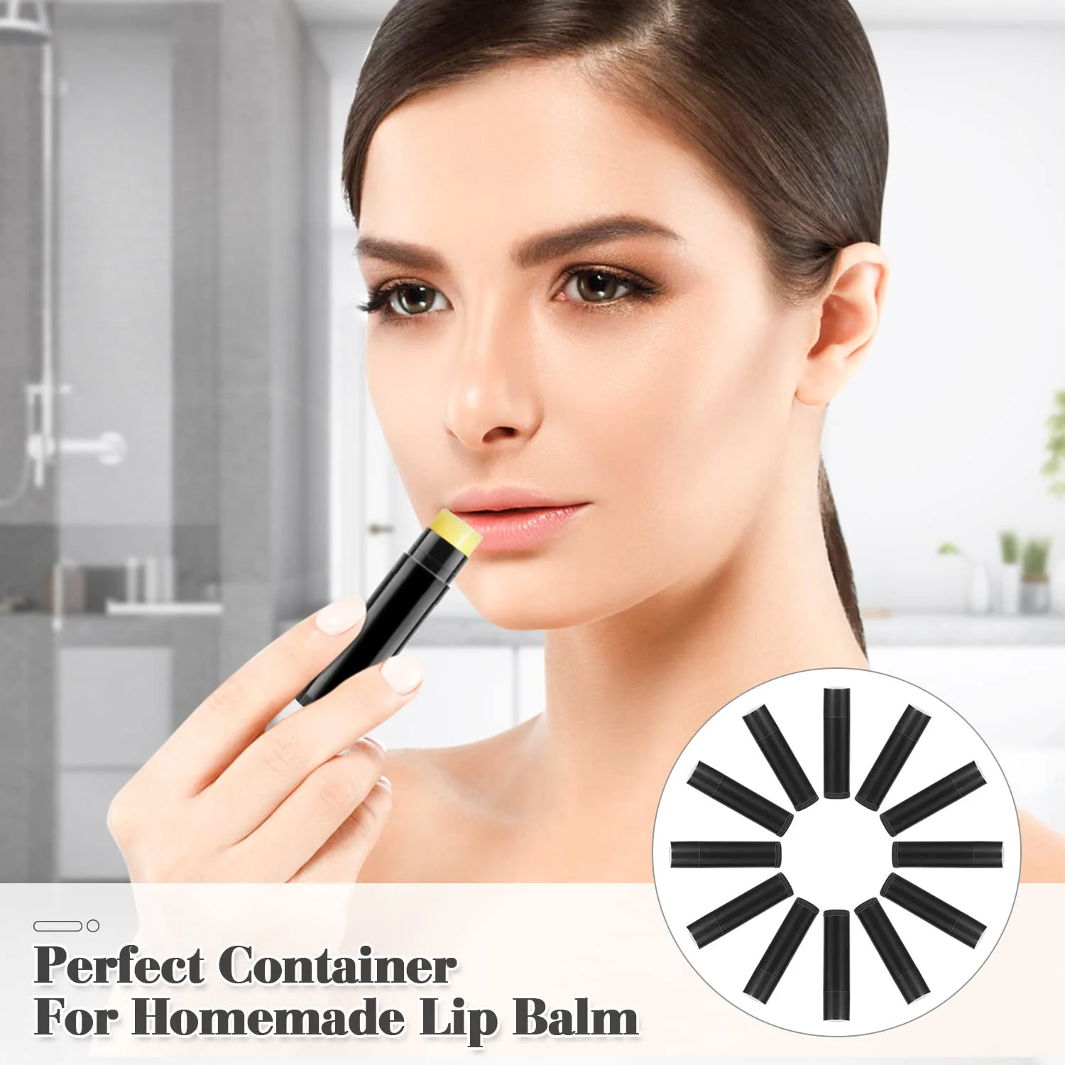 12/24/48 قطعة أنابيب بلسم الشفاه زجاجة أحمر الشفاه الفارغة القابلة لإعادة الملء مستحضرات التجميل عينة الحاويات أنابيب ملمع الشفاه البلاستيكية (أسود 5 جرام) #5