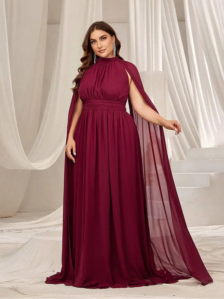 Plus Size Sleeveless Chiffon Shawl Floor Standing Luxury Wedding Festival Luxury Evening Dress 4XL5XL Women Prom Grow