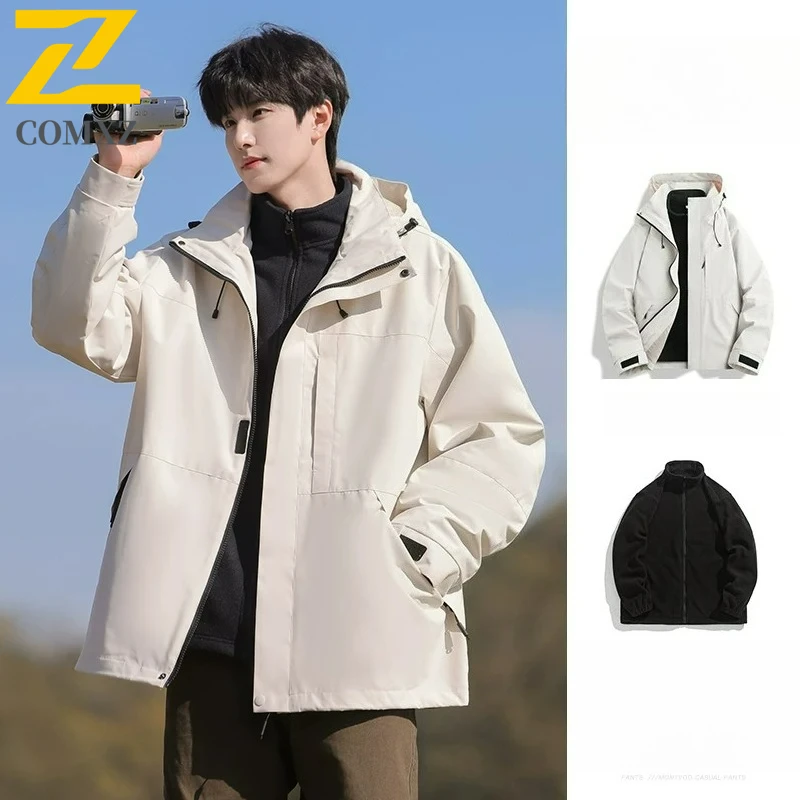 

COMXZ Мужская куртка утолщенная уличная альпинистская ветрозащитная теплая парка премиум-класса с капюшоном для путешествий морозостойкая зимняя новая одежда