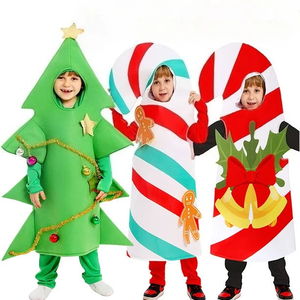 Trajes de desempenho de Natal infantil, adereços de dramatização de árvore de Natal