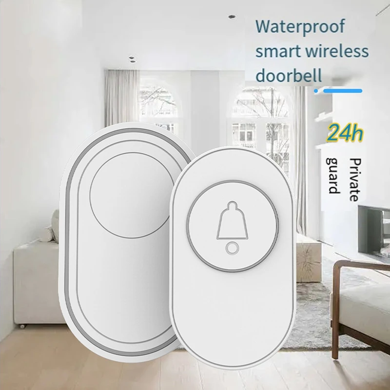 433Mhz Wireless Doorbell Waterproof Smart Home Doorbell Kit Night Vision Fluorescent Ring Flash Security Alarm