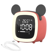 Cartoon Mini Alarm Clock Student Silent Bedroom Night Light Kids Digital Lighting Table Lamp Type 2