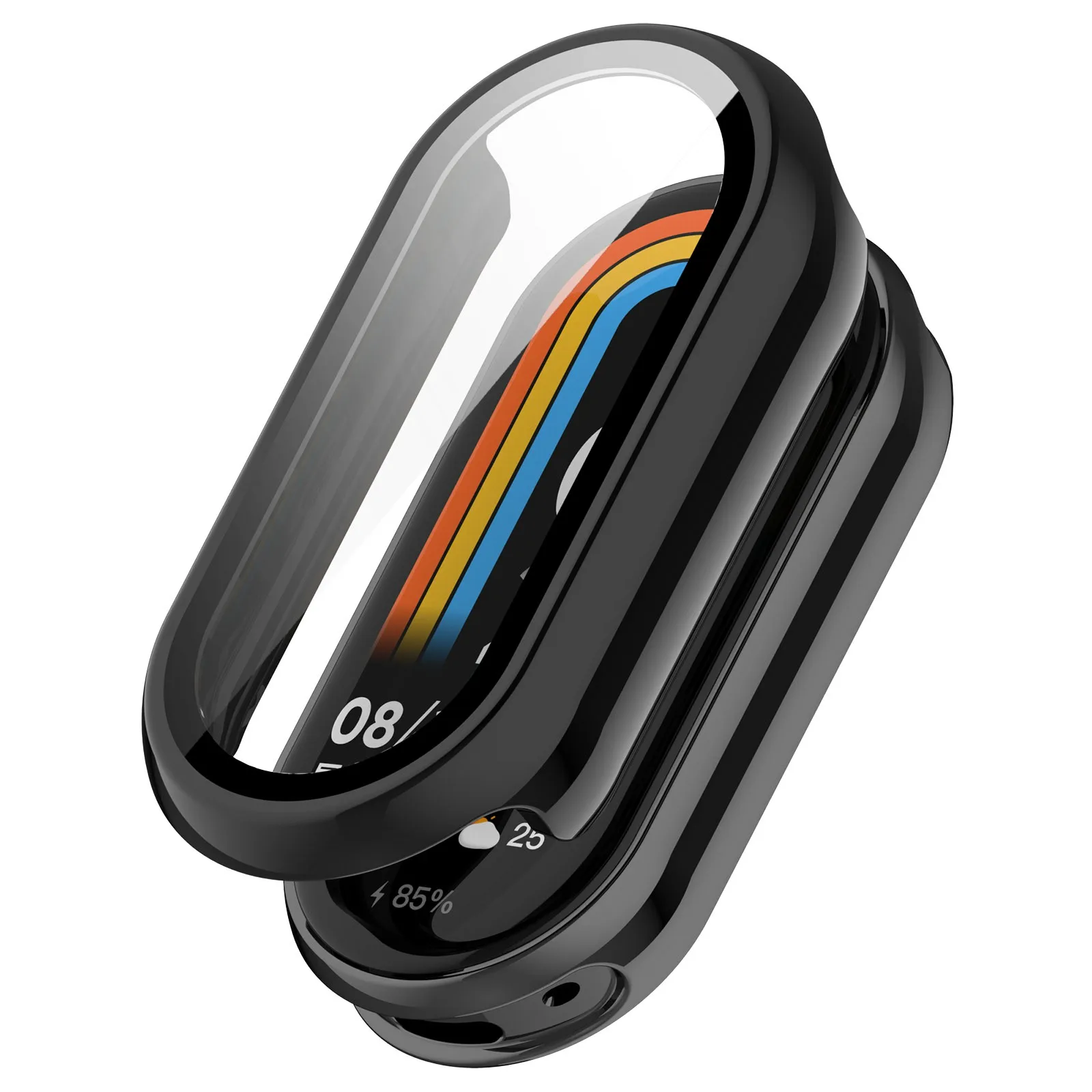 

Для Xiaomi Smart Band 10/10 NFC чехол для часов PC рамка с пленкой из закаленного стекла - черный