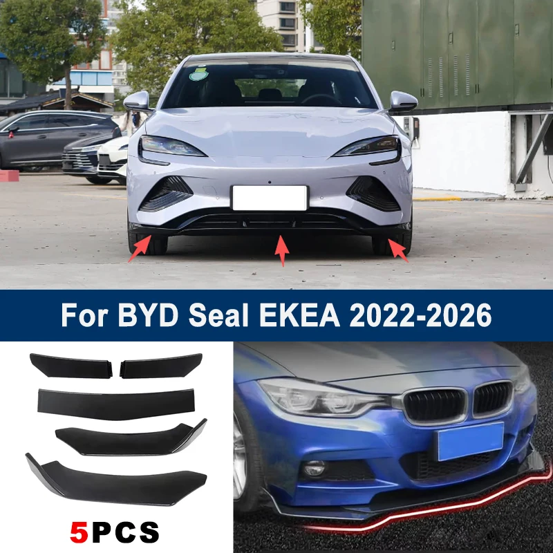 

Adjustable 5Pcs Sectional Front Spoiler Lip For BYD Seal EKEA 2022-2026 Front Bumper Splitter Car Exterior Sport Body Kit